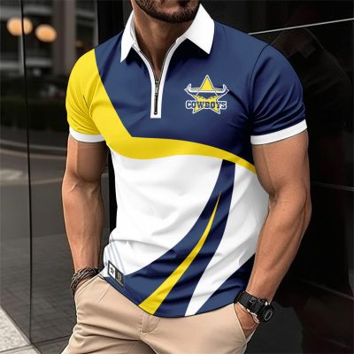 NRL North Queensland Cowboys Personalized Zip Polo Shirt Gift For Fans