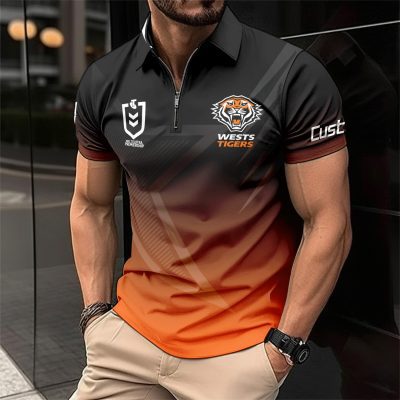 NRL Wests Tigers Personalized Zip Polo Shirt Gift For Fans