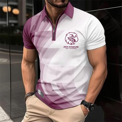 NRL Manly Warringah Sea Eagles Personalized Zip Polo Shirt Gift For Fans