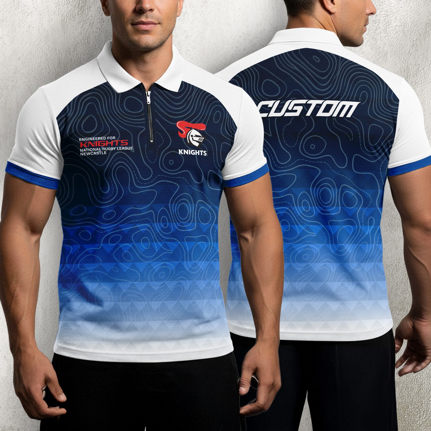 NRL Newcastle Knights Personalized Zip Polo Shirt Gift For Fans NRL Newcastle Knights Personalized Zip Polo Shirt Gift For Fans
