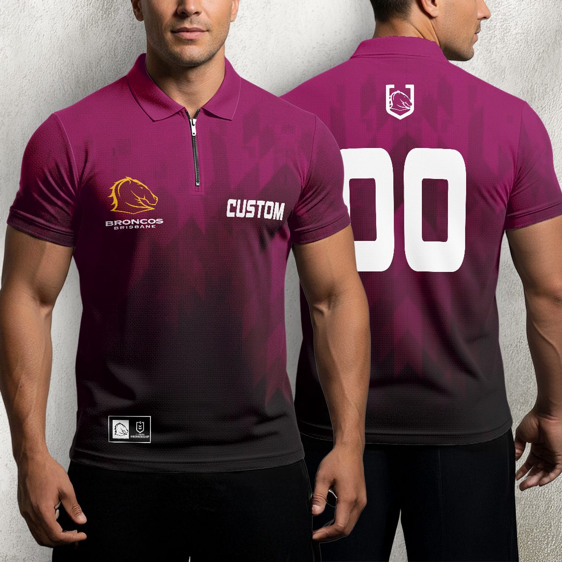 NRL Brisbane Broncos Personalized Zip Polo Shirt Gift For Fans NRL Brisbane Broncos Personalized Zip Polo Shirt Gift For Fans