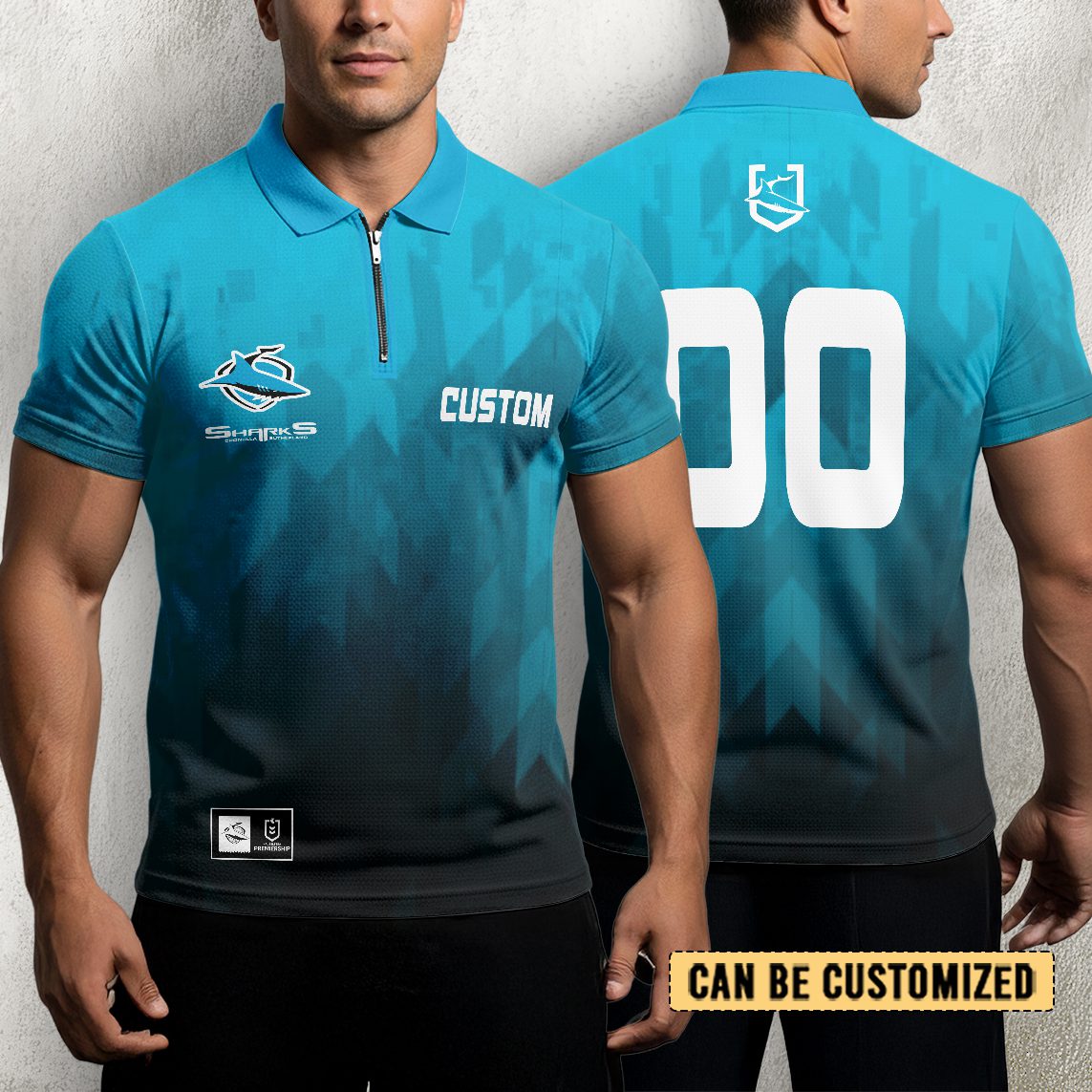 NRL Cronulla-Sutherland Sharks Personalized Zip Polo Shirt Gift For Fans NRL Cronulla-Sutherland Sharks Personalized Zip Polo Shirt Gift For Fans