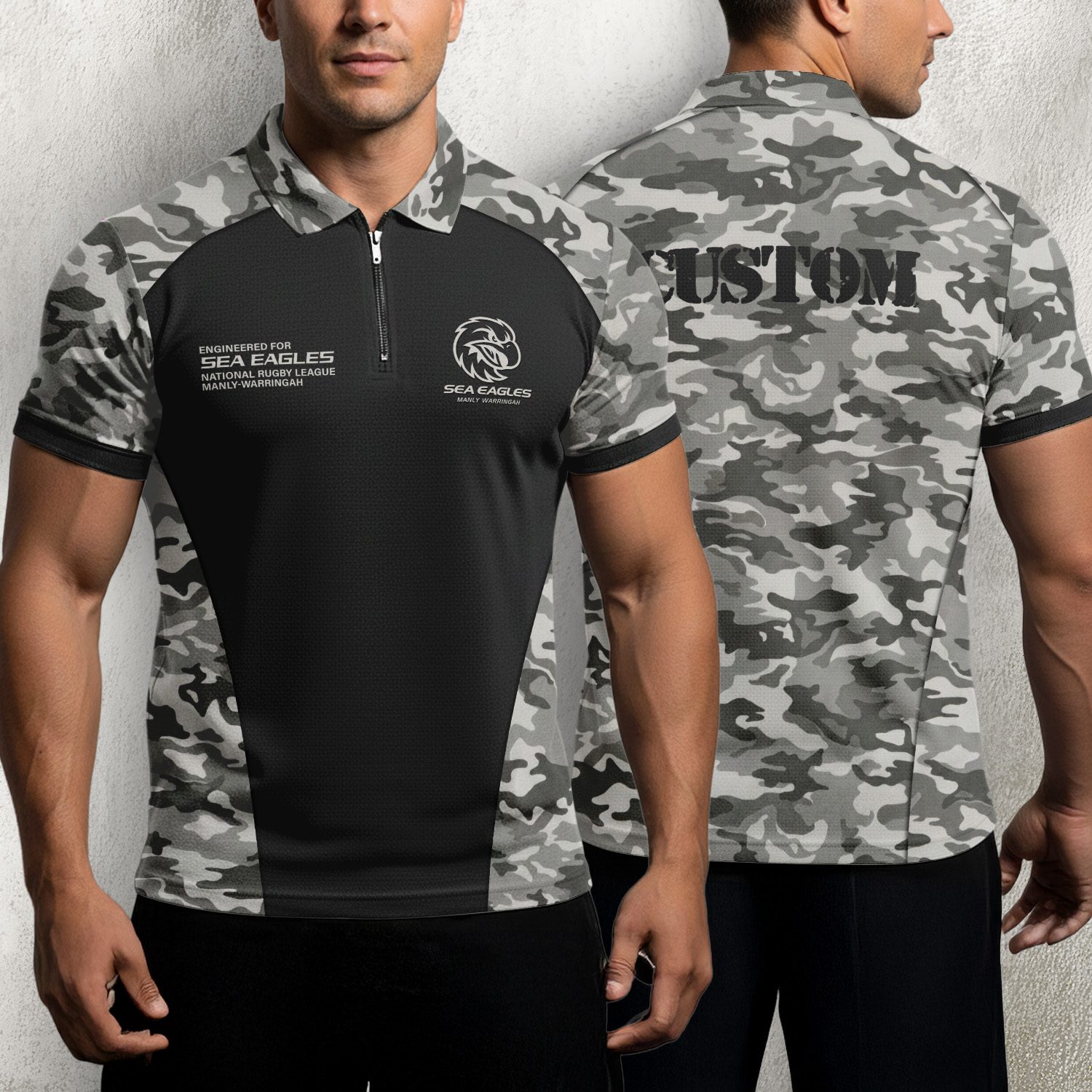 NRL Manly Warringah Sea Eagles Personalized Zip Polo Shirt Gift For Fans NRL Manly Warringah Sea Eagles Personalized Zip Polo Shirt Gift For Fans