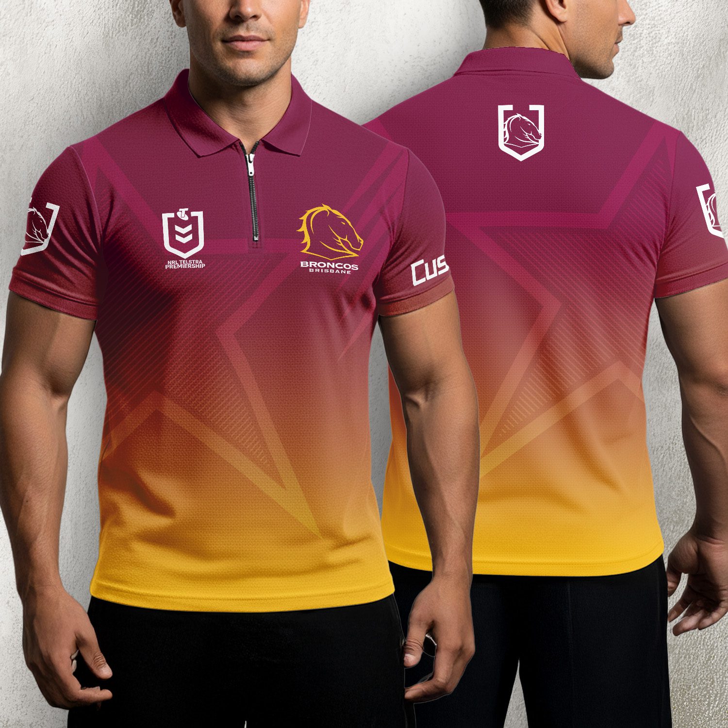 NRL Brisbane Broncos Personalized Zip Polo Shirt Gift For Fans NRL Brisbane Broncos Personalized Zip Polo Shirt Gift For Fans