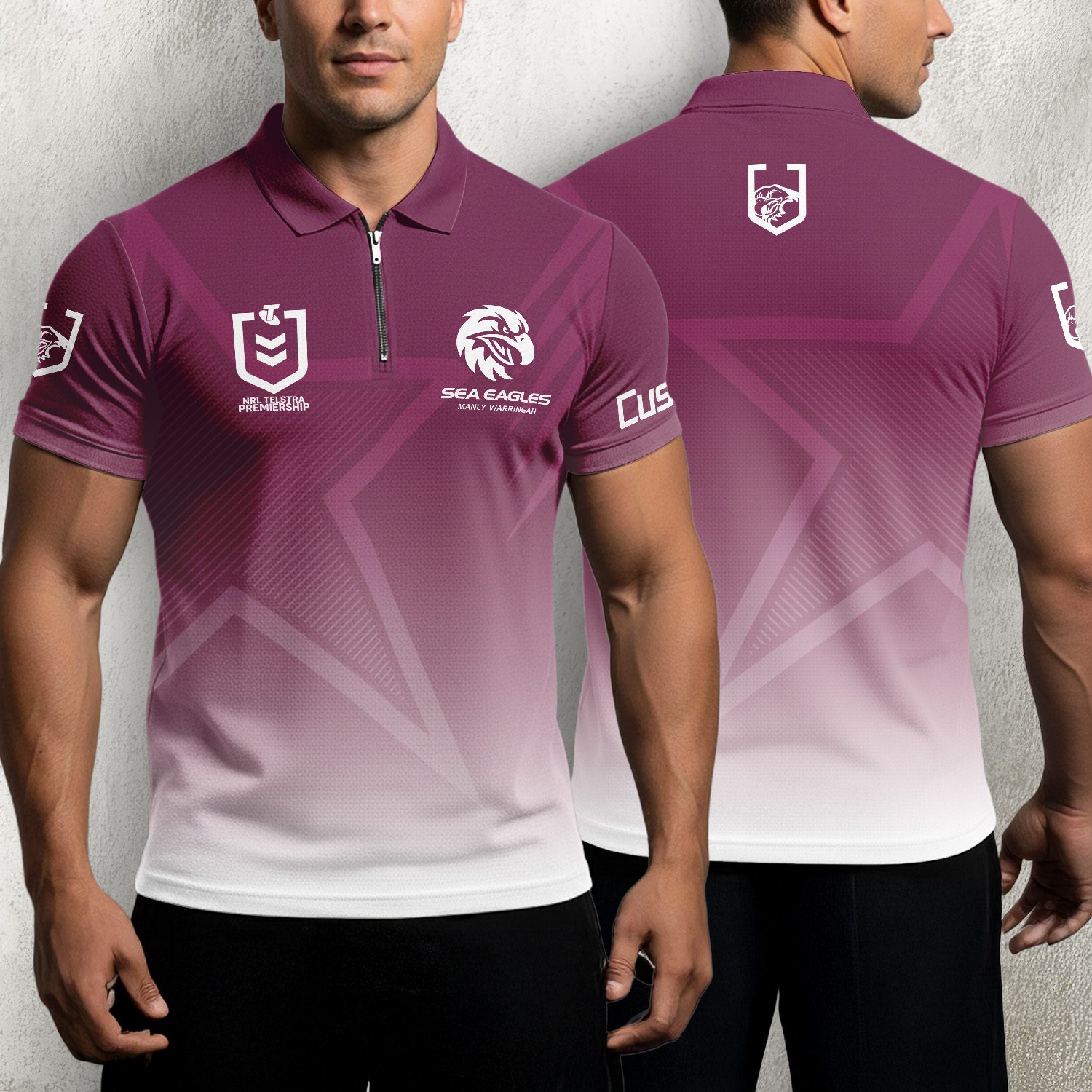 NRL Manly Warringah Sea Eagles Personalized Zip Polo Shirt Gift For Fans NRL Manly Warringah Sea Eagles Personalized Zip Polo Shirt Gift For Fans