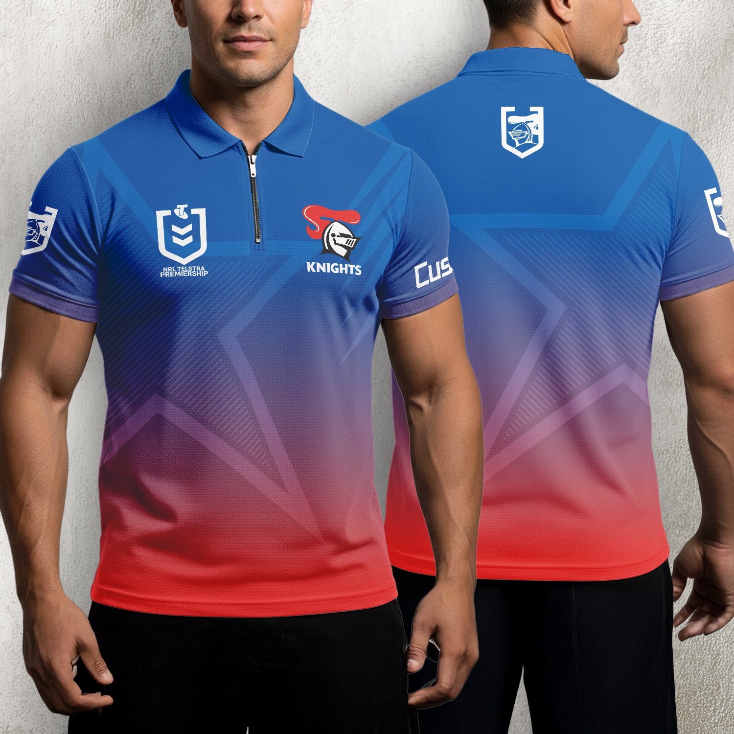 NRL Newcastle Knights Personalized Zip Polo Shirt Gift For Fans NRL Newcastle Knights Personalized Zip Polo Shirt Gift For Fans
