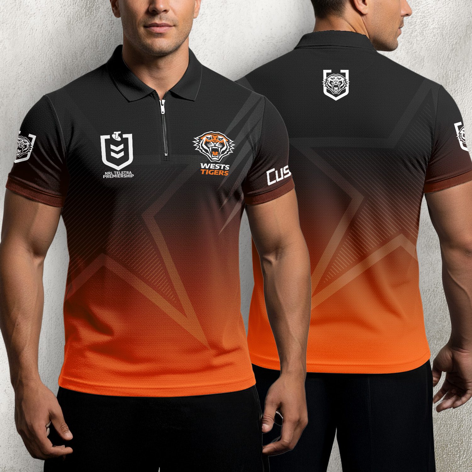 NRL Wests Tigers Personalized Zip Polo Shirt Gift For Fans NRL Wests Tigers Personalized Zip Polo Shirt Gift For Fans