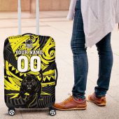 Custom Panthers Rugby 60th Anniversary Luggage Cover Penrith Polynesian Tribal Pattern - Traditional Tattoo TS04