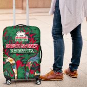 South Sydney Rabbitohs Luggage Cover Tropical Hibiscus Floral Pattern With Green And Red Accents TS04