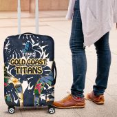 Gold Coast Titans Luggage Cover Tropical Hibiscus Floral Pattern With Blue And Yellow Accents TS04
