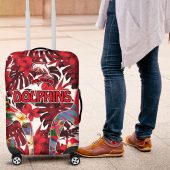 Dolphins Luggage Cover Tropical Hibiscus Floral Pattern With Red And White Accents TS04