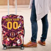 Personalised Brisbane Broncos Rugby Luggage Cover Aboriginal Art Style Pink And Gold Patterned Graphics TS04
