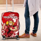 Personalized Gold Coast Suns Luggage Cover Polynesian Tribal Sun Mascot With Hibiscus Floral Art TS04