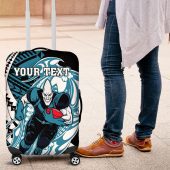 Personalized Port Adelaide Power Luggage Cover Polynesian Tribal Lightning Bolt Mascot With Hibiscus Floral Art TS04