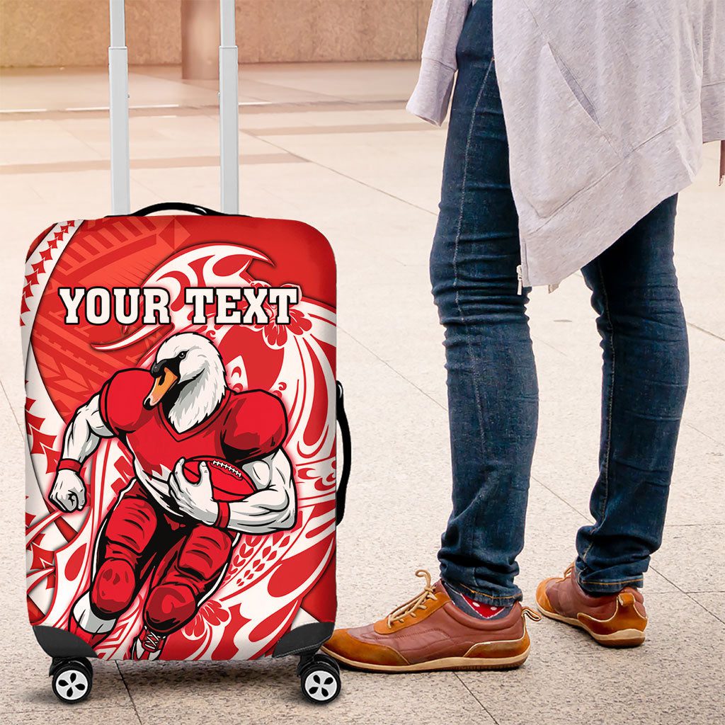 Personalized Sydney Swans Luggage Cover Polynesian Tribal Swan Mascot With Hibiscus Floral Art TS04 Personalized Sydney Swans Luggage Cover Polynesian Tribal Swan Mascot With Hibiscus Floral Art TS04