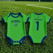 Canberra Raiders NRL Baby Romper Custom Name & Number Gift v1