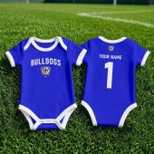 Canterbury-Bankstown Bulldogs NRL Baby Romper Custom Name & Number Gift v1