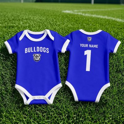 Canterbury-Bankstown Bulldogs NRL Baby Romper Custom Name & Number Gift v1