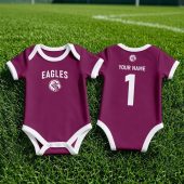 Manly Warringah Sea Eagles NRL Baby Romper Custom Name & Number Gift v1