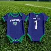 New Zealand Warriors NRL Baby Romper Custom Name & Number Gift v1