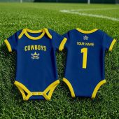 North Queensland Cowboys NRL Baby Romper Custom Name & Number Gift v1
