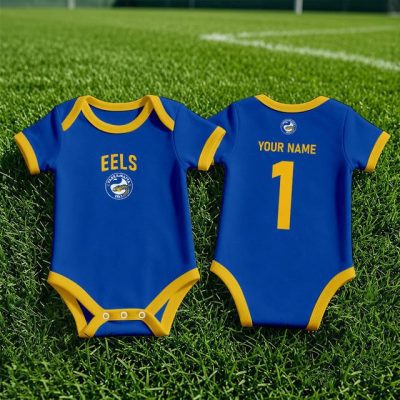 Parramatta Eels NRL Baby Romper Custom Name & Number Gift v1