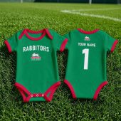South Sydney Rabbitohs NRL Baby Romper Custom Name & Number Gift v1