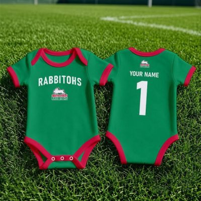 South Sydney Rabbitohs NRL Baby Romper Custom Name & Number Gift v1