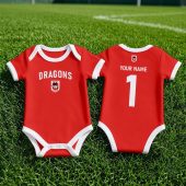 St. George Illawarra Dragons NRL Baby Romper Custom Name & Number Gift v1