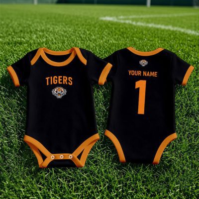 Wests Tigers NRL Baby Romper Custom Name & Number Gift v1