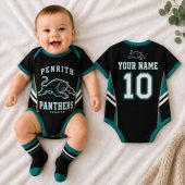Penrith Panthers NRL Baby Romper Custom Name & Number Gift