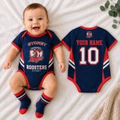 Sydney Roosters NRL Baby Romper Custom Name & Number Gift