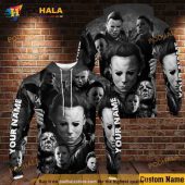 Custom Name Halloween Myers 3D Hoodie, Michael Myers Merch For Women Men