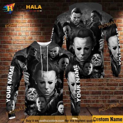 Custom Name Halloween Myers 3D Hoodie, Michael Myers Merch For Women Men