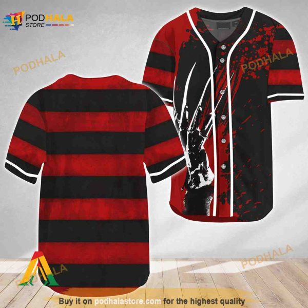 Freddy Krueger Horror Movie Halloween 3D Baseball Jersey Freddy Krueger Horror Movie Halloween 3D Baseball Jersey