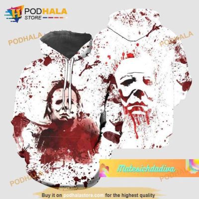 Halloween Blood Michael Myers 3D Hoodie For Men Women, Michael Myers Shirt Sweatshirt