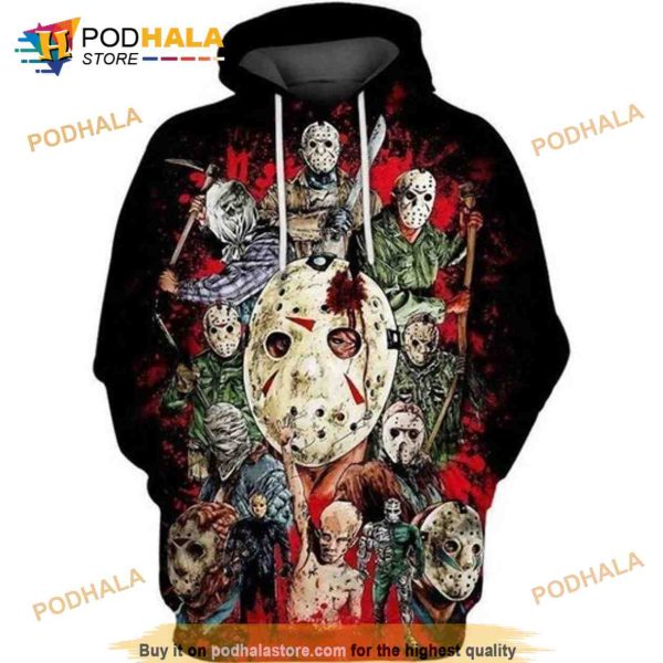 Jason Voorhees Halloween Horror Character 3D Hoodie Jason Voorhees Halloween Horror Character 3D Hoodie