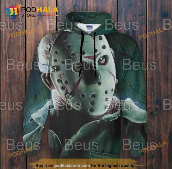 Jason Voorhees Horror Movie Jason Voorhees Friday The 13th Happy Halloween 3D Hoodie Jason Voorhees Horror Movie Jason Voorhees Friday The 13th Happy Halloween 3D Hoodie