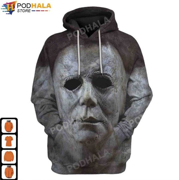 Michael Myers Costume Full Face Movie Halloween 3D Hoodie, Halloween Gifts Michael Myers Costume Full Face Movie Halloween 3D Hoodie, Halloween Gifts