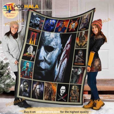 Michael Myers Halloween Fleece Blanket Halloween Horror Movie Blanket v3