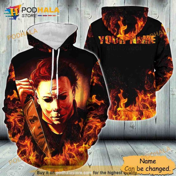Personalized Your name Michael Myers 3D Hoodie, Scary Michael Myers Halloween Gifts Personalized Your name Michael Myers 3D Hoodie, Scary Michael Myers Halloween Gifts