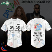 DAI DAI Shakira x Burna Boy x World Cup 2026 White Baseball Jersey