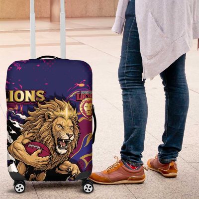Brisbane Maroon Luggage Cover Lions Blazing Fire DT05