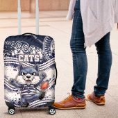 Geelong Navy Luggage Cover Playful Cat Kicking Ball DT05