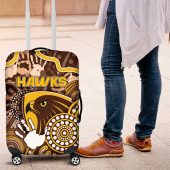 Hawks Football Luggage Cover Aboriginal Dot Art Pattern DT05