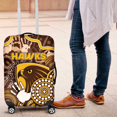 Hawks Football Luggage Cover Aboriginal Dot Art Pattern DT05