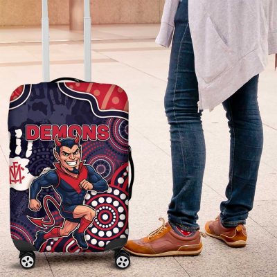 Demons Football Luggage Cover Aboriginal Dot Art Pattern DT05