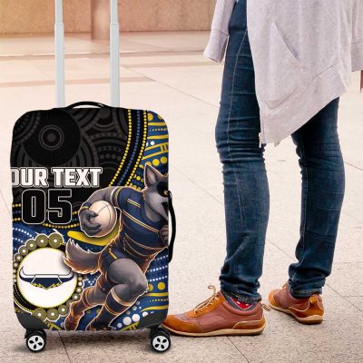 Custom Cowboys Luggage Cover Cattle Dog Mascot With Aboriginal Indigenous DT05
