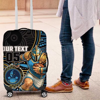 Custom Titans Luggage Cover Knight Mascot With Aboriginal Indigenous DT05
