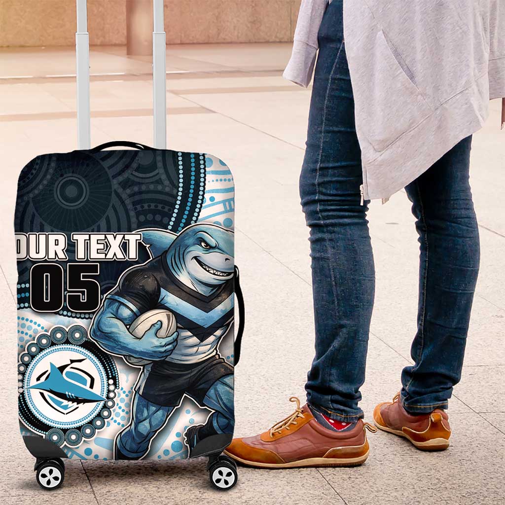 Custom Sharks Luggage Cover Fish Mascot With Aboriginal Indigenous DT05 Custom Sharks Luggage Cover Fish Mascot With Aboriginal Indigenous DT05